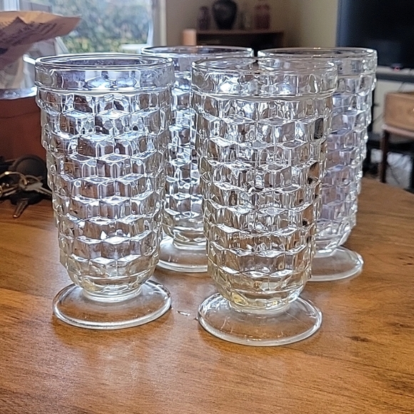 Indiana Glass Dining Vintage Indiana Glass Cubist Footed Beverage